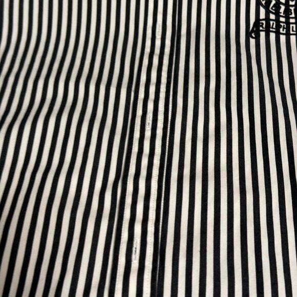 Vintage 90s Lauren Ralph Lauren Embroidered Crest Logo B&W Long Sleeve Shirt - Picture 7 of 8